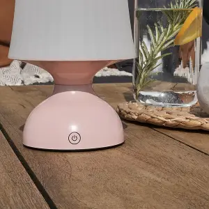 ValueLights Colmar 3 Pack Wireless Outdoor Battery Operated LED Pink Touch Table Lamps with Shades