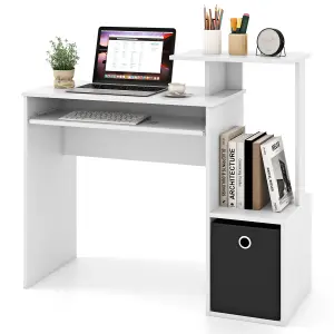 COSTWAY Home Office Computer Desk w/ Pull-out Keyboard Tray 100 x 40 cm Study Table White