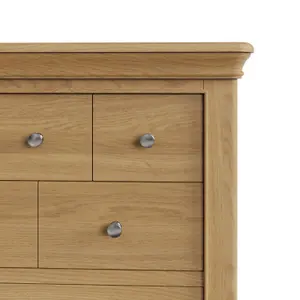 8 Drawer Chest Of Drawers Solid Oak Natural Lacquered Ready Assembled