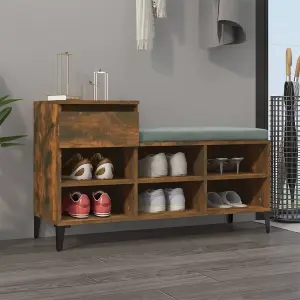 Berkfield Shoe Cabinet Smoked Oak 102x36x60 cm Engineered Wood