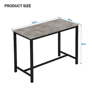 Industrial Bar Table Set with 4 Chairs, Counter Height Kitchen Table and Chairs, Modern Minimalist Style, Black and Grey