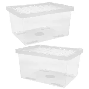 2 x 27 Litre Multipurpose Plastic Storage Containers Useful Boxes Complete With Lids