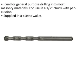 7mm x 100mm Rotary Impact Drill Bit for Masonry - Robust Straight Shank Design