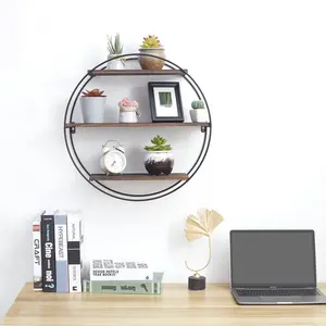 Unwind 3 Tier Circle Solid Wood Floating Shelf