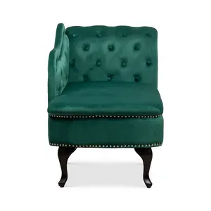 Left Hand Chaise Lounge in Velvet Emerald Green