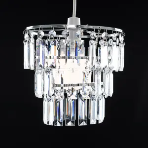 ValueLights Kelsks Modern 3 Tier Ceiling Pendant Light Shade with Clear Acrylic Jewel Effect Droplets