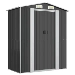 Alverda 192Cm W x 108Cm D Metal Apex Tool Shed Anthracite