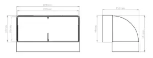 220mm x 90mm Megaduct Vertical 90 Degree Bend Large Flat Channel Ducting