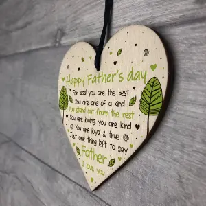 Red Ocean Fathers Day Gift Wooden Heart Fathers Day Card Gift For Dad From Daughter Son Keepsake