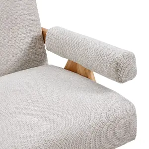 60 x 67 x 83.5cm Beige Linen Upholsteried Armchair with Wooden Legs for Living Room Bedroom