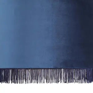 First Choice Lighting Fringed Navy Blue 38cm Fringed Velvet Pendant Shade