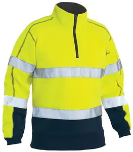 BISLEY WORKWEAR TAPED HI VIS 1/4 ZIP PULLOVER FLEECE  YELLOW S