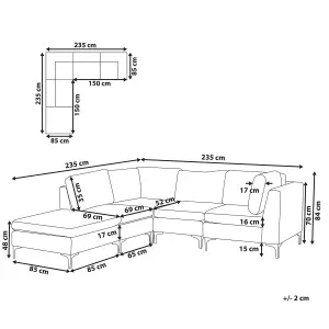 Corner Sofa with Ottoman EVJA Grey Velvet Right Hand