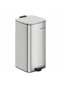 SONGMICS Kitchen Bin, 8-Gallon (30 L) Trash Bin, Steel Pedal Bin, With Inner Bucket, Soft Close And Stays Open