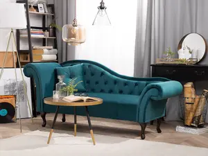 Left Hand Chaise Lounge Velvet Teal LATTES