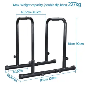 Yaheetech Black Adjustable Dip Bar Stand for Tricep Dips