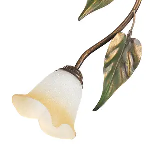 Luminosa Miranda Multi Arm Semi Flush Ceiling Lamp, Antique Gold, Glass Shades