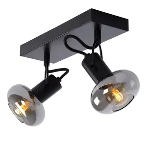 Lucide Madee Modern Twin Ceiling Spotlight - 2xE14 - Black