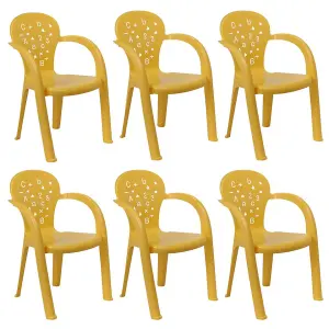 50cm Height 6 Pcs Yellow Coloured Stackable Plastic Chairs for Kids Party Play Set