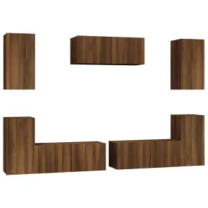 Berkfield 7 Piece TV Cabinet Set Brown Oak Engineered Wood