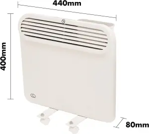 500W Floor or Wall Mounted Electric Panel Heater - Slimline Silent Energy Efficient Home, Office or Conservatory Radiator