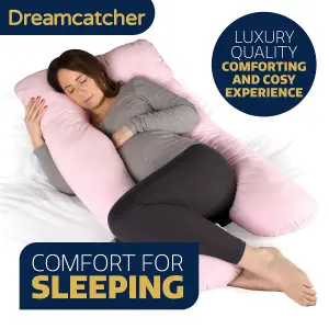 Dreamcatcher Pregnancy Pillow Micro Fleece U Shaped Maternity Support Pillow Pink