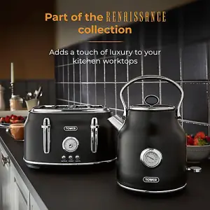 Tower Renaissance Kettle and 4 Slice Toaster Black