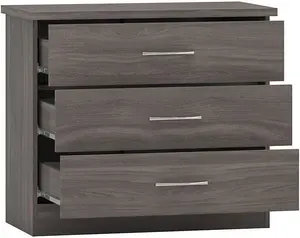 Nevada 3 Drawer Chest of Drawers Black Wood Grain Effect