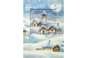 G/CARD CHURCH - Cross Stitch Kit: Greetings Card: Christmas Church - Orchidea