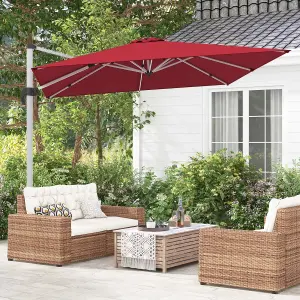 Costway 3M Outdoor Patio Umbrella Square Cantilever Parasol w/ 360 Rotation & Adjustable Tilt