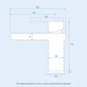 Nes Home Saturn Modern Design Cloakroom Basin Sink Square Waterfall Mono Mixer Tap