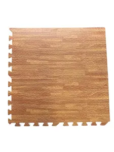 EVA Interlocking Floor Mats Set of 54 Yellow Oak Effect