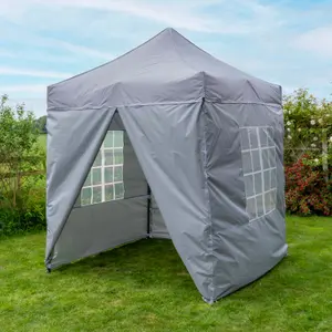 Pop Up 2x2 Gazebo With Sides Light Grey