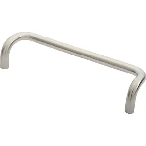 Cranked Door Pull Handle 19mm Dia 300mm Fixing Centres Satin Steel