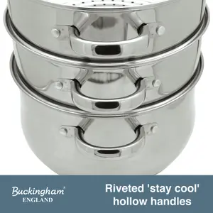 Buckingham Premium  Induction Stainless Steel Three Tier Steamer Set  24 cm