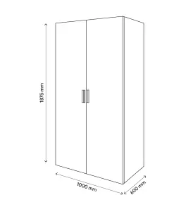 GoodHome Atomia Freestanding Matt white Particle board Handled Double Wardrobe (H)1875mm (W)1000mm (D)580mm