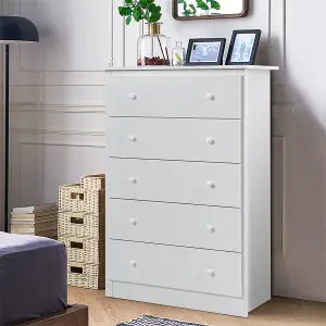 Costway 5 Drawer Dresser Modern Chest of Drawers 115cm Wooden Storage Organizer