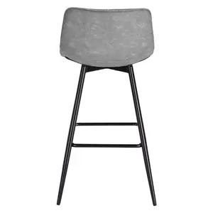 Upholstered Counter Stool with Metal Frame (Set of 2) Grey