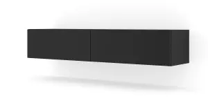 Sleek BINGO Wall-Mounted TV Cabinet in Black Matt - 1600mm x 400mm x 300mm