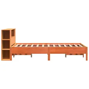 Berkfield Bookcase Bed without Mattress Wax Brown 140x190 cm Solid Wood Pine