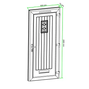 Fortia Curral Frosted Glazed Anthracite LH External Front Door set, (H)2085mm (W)920mm