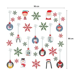 Bubble Christmas Friends and Colorful Snowflakes Window Stickers, Wall Art, DIY