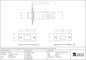 From The Anvil Polished Chrome 3" Heavy Duty Tubular Deadbolt