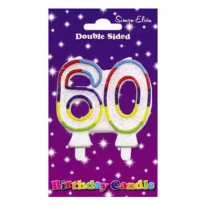 Simon Elvin Double Sided 60th Birthday Candle (Pack Of 6) Multicoloured (One Size)