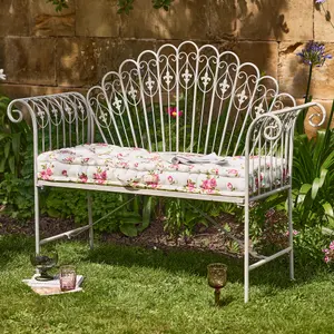 Vintage Style Grey Iron Outdoor Garden Furniture Bench