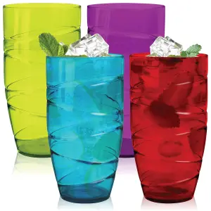 HEFTMAN Coloured Swirl Acrylic Tumblers - Set Of 4