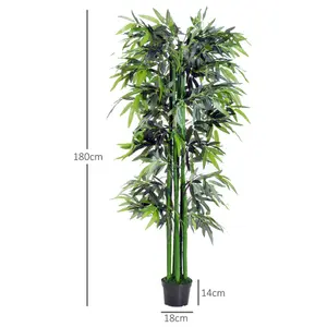 Outsunny Artificial Bamboo Tree Plant Greenary In a Pot 1.8M for Home or Office