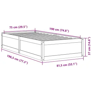 Berkfield Bed Frame without Mattress White 75x190 cm Small Single Solid Wood Pine