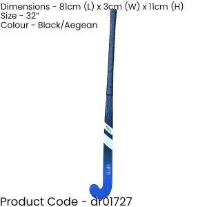 32 Inch Fiberglass Hockey Stick - BLACK/BLUE - Standard Bow Comfort Grip Bat