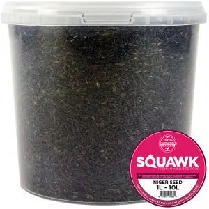 1L SQUAWK Nyjer Seeds - Quality Wild Bird Feed High Energy Garden Finch Food